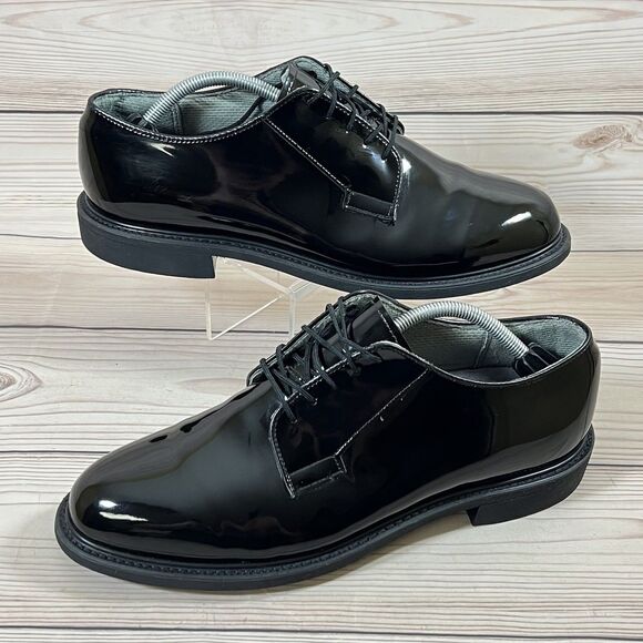 Bates Mens 11.5 D Black Oxfords Shoes High Gloss Lace Up Vibram Sole Duty Work - Picture 16 of 16